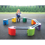 Bancs enfants en forme de cercle - Plastique recyclé, couleurs vives - Modèles 12 et 18 places_4