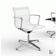 Fauteuil de réunion Evole en résille - Mobel Linea - Blanc_4