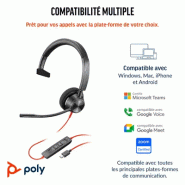 Micro-casque Poly Blackwire 3310 monaural USB-C + adaptateur USB-C/A_4