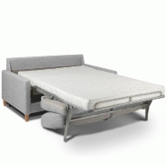 Canapé convertible OGGETTO - Matelas 16 cm - Système express - Sommier lattes 120 cm - Polyuréthane gris clair - Style suédois_4