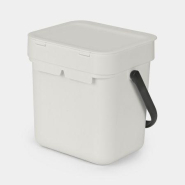Bio seau de cuisine compacte et égologique 3 Litres - Brabantia Sort & Go - Light Grey_4