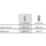 Borne inox - tube en acier inoxydable 304 brossé Ø 154 et 220 mm - épaisseur 2 mm - pommeau inox brossé_4