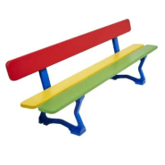 Banc Mora Junior en bois exotique - finition laquée - longueur 1500 mm - hauteur d’assise 270 mm - structure en fonte d’acier peinte_4