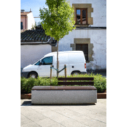 Banc public Kube Plus UM372LP - béton armé hydrofuge, structure inox et lattes bois tropical_4