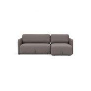Innovation Living - Canapé d'angle méridienne convertible design VOGAN - Tissu Mixed Dance Grey avec étagère intégrée et couchage 120x200 cm_4
