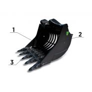 Wgs069-100 - Godets squelettes et claire-voie Trevibenne - 1000 mm - Lame Hardox 400 avec dents à pénétration_4