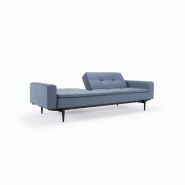Canapé design Dublexo Styletto convertible - Avec accoudoirs - Lit 210x115 cm - Pieds laqués noir - Tissu Soft Indigo_4