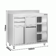 Meuble inox pour machine à café - 1200 x 600 mm - 2 tiroirs_4