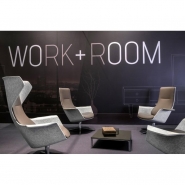 Fauteuil Klöber Woom avec piétement à 4 branches et patins noirs