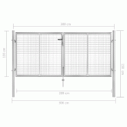 Vidaxl porte de jardin acier galvanisé 306x150 cm argenté 144762_4