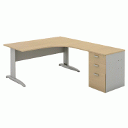 Bureau d'angle compact piètement métal avec caisson hauteur bureau So Aitana_4
