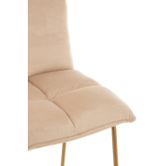 Chaise de bar RATRI - Velours beige, pieds métal couleur laiton - Design en vogue et confortable_4