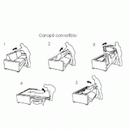 Canapé Dandy mono assise capitonnée convertible 140cm - système express avec matelas Bultex 16cm tweed bleu azur_4