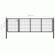 Vidaxl portillon acier 350x100 cm anthracite 144323_4