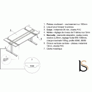 Bureau réglable en hauteur manuellement - MDD - Blanc 9010, 160, Blanc_4