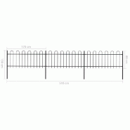 Vidaxl clôture de jardin avec dessus en cerceau acier 5,1 x 0,8 m noir 277649_4