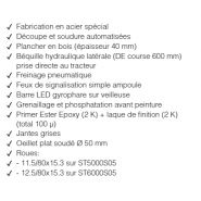 Remorque plateau agricole à hauteur de route de 69 cm avec roues standard