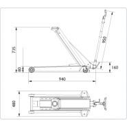 Cric rouleur DK13HLQ - AC Hydraulic - haute levée - capacité 1,3 t - pour véhicules à basse garde au sol_4