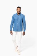Chemise denim homme - Réf: K512 - 100% coton, effet vieilli, coupe ajustée_4