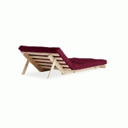 Fauteuil convertible futon ROOTS - Pin naturel - Coloris bordeaux - Couchage 90 x 200 cm - Inspiration japonaise_4
