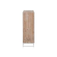 Buffet MOUNIE - 2 portes motifs chevron naturel clair - pieds métal blanc - style industriel_4