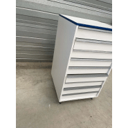 Meuble d'occasion de laboratoire avec 9 tiroirs - sur pieds métal - atex - P21091162_4