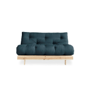 Canapé convertible futon ROOTS - Pin naturel - Tissu bleu pétrole - Couchage 160x200 cm - Design japonais et scandinave_4