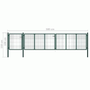 Vidaxl portail de jardin acier 500 x 100 cm vert 144317_4