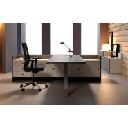 Quorum - Bureaux de direction Forma 5 - Design Josep Lluscà - Hauteur 75 cm - Finitions en bois naturel et acier inoxydable_4