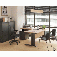 Bureau d'angle Sigma - Mobel Linea - 140, Blanc, Acacia foncé, Gauche_0
