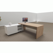 Bureau d'angle T45 avec desserte dos design - Quadrifoglio - 212, Gauche, Orme et blanc_4