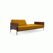 Innovation Living - Canapé Splitback Lauge convertible lit 115x210 cm - Tissu Elegance Burned Curry - Accoudoirs noyer_4