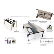 Bureau open space fixe et classique - Style épuré et contemporain - Gamme CINÉTIC avec 3 types de piètements au choix_4