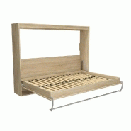 Armoire lit horizontale escamotable STRADA-V2 en chêne - Couchage 140x200 cm - Ultra plate et gain de place_4