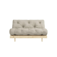 Canapé convertible futon ROOTS - Pin naturel - Tissu lin - Couchage 160x200 cm - Design japonais et scandinave_4