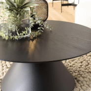 Table basse ronde noire DILA 78 cm - pieds coniques en fer - design moderne et robuste_4