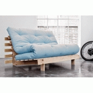 Canapé convertible futon ROOTS - Pin naturel bleu clair - Couchage 140x200 cm - Design japonais et scandinave_4
