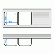 Plonge Inox 2 bacs sur placard avec passage lave-vaisselle - P 700 - GGM -_4