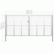 Vidaxl porte de jardin acier galvanisé 415x250 cm argenté 144303_4