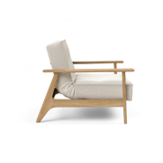 Innovation Living - Fauteuil design Splitback Frej 531 Bouclé Off White - Convertible lit 90x115 cm avec accoudoirs en chêne clair_4