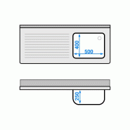 Plonge Inox 1 bac avec passage lave-vaisselle - P 600 - GGM -_4