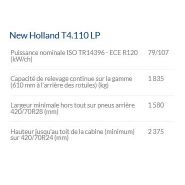 T4.110 LP tracteur agricole - New Holland - Puissance maxi 79/107 kW/CH - Profil surbaissé et grande stabilité_4
