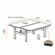 Bureau Bench réglable en hauteur TRAM - Mobel Linea - 120, Blanc, Chêne moyen_5