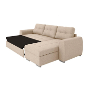 Canapé d'angle réversible convertible Danko - tissu beige avec coffre de rangement_4