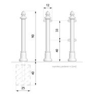 01.055.Sc - Potelets fixes Zano - Hauteur 130 cm - Acier noir ou inoxydable - Poids 14 kg_4
