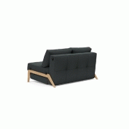 Canapé design convertible Cubed Wood 02 - Lit 160x200 cm - Tissu bouclé Black Raven - Innovation Living_4