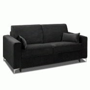 Canapé convertible express Jackson 140cm - sommier lattes - tweed noir - matelas 16 cm_4