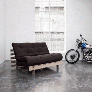 Canapé convertible futon ROOTS - Pin massif naturel - Coloris gris foncé - Couchage 140x200 cm_4