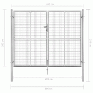 Vidaxl porte de jardin acier galvanisé 306x250 cm argenté 144766_4