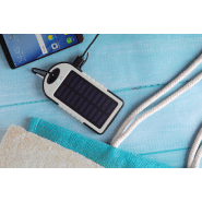 Power bank USB - plastique avec revêtement silicone - 4000 mAh - chargeur solaire et lampe LED_4